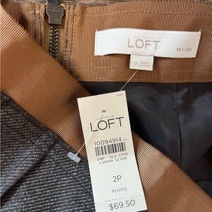 Loft; grey knot suit/skirt set, 2 Petite, tags still on